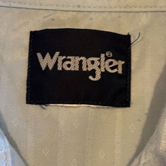 Wrangler Vintage pearl snap long sleeve western blue and silver shirt size Med - Picture 6 of 6